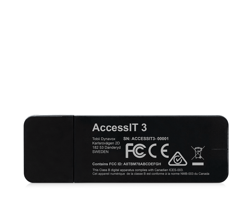 USB-Stick AccessIT 3 von Tobii Dynavox in der Rückansicht