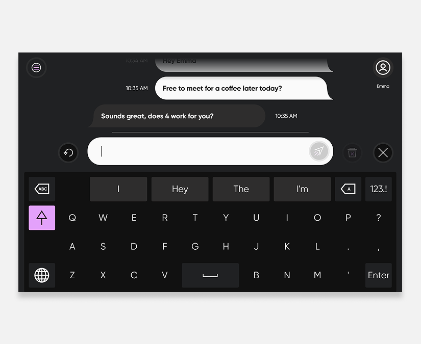 Screenshot von TD Phone, in dem eine SMS zu sehen ist