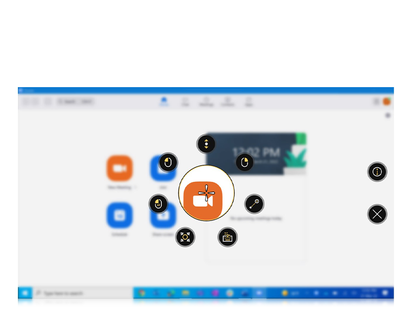 Das Interaktionsmenü in TD Control von Tobii Dynavox mit Zoom im Hintergrund