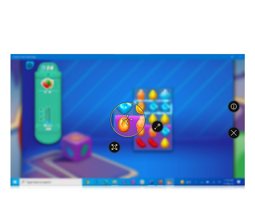 TD Control von Tobii Dynavox wird verwendet, um Candy Crush zu spielen