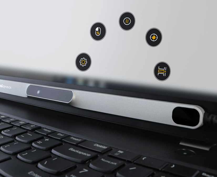 Tobii Dynavox PCEye Eye Tracker auf einem Laptop mit Computer Control
