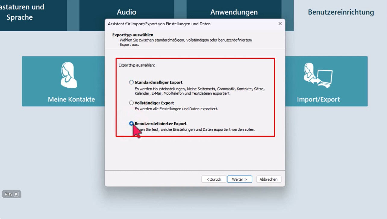 DE Communicator 5 - Benutzersicherung ex- und importieren