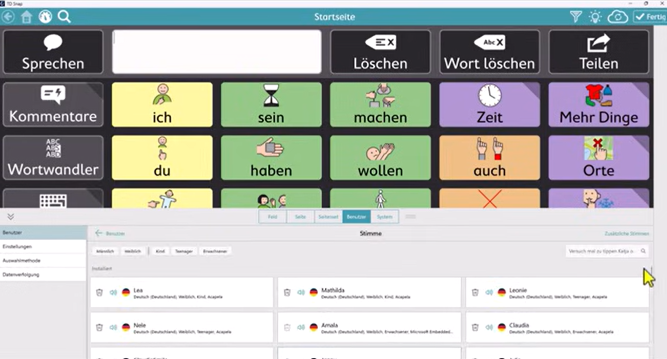 TD Snap - Verfügbare Stimme wechseln und anpassen