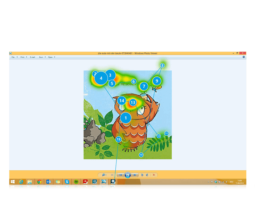 Tobii Dynavox Gaze Viewer Heatmap auf einem Bild 