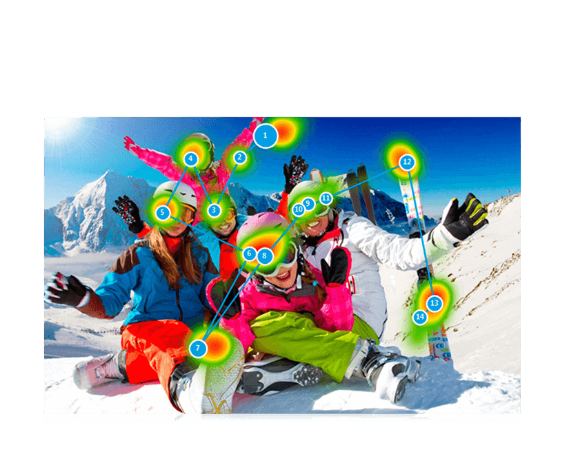 Tobii Dynavox Gaze Viewer Heatmap auf einem Bild 