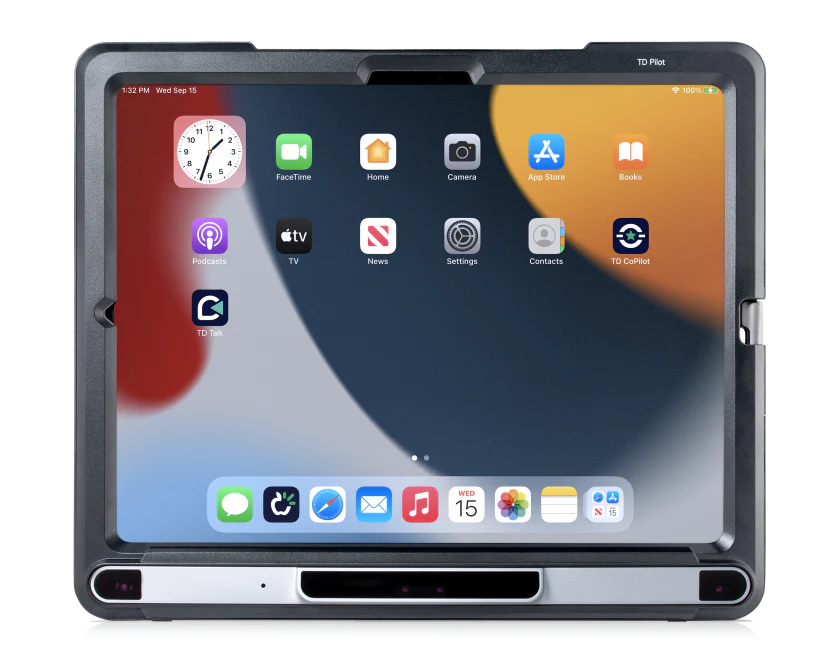 Tobii Dynavox TD Pilot-Gerät mit iPadOS-Startbildschirm