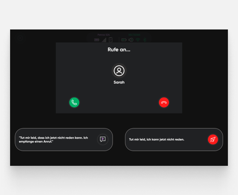 TD Phone zeigt eingehenden Anruf auf einem augengesteuerten TD I-Serie-Kommunikationsgerät von Tobii Dynavox