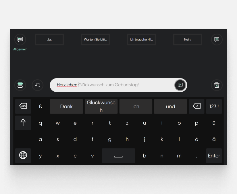 Tobii Dynavox TD Talk-Funktion zur Vorhersage persönlicher Phrasen