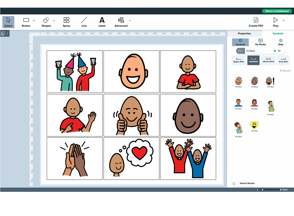 Boardmaker 7 Editor mit PCS-Symbolen