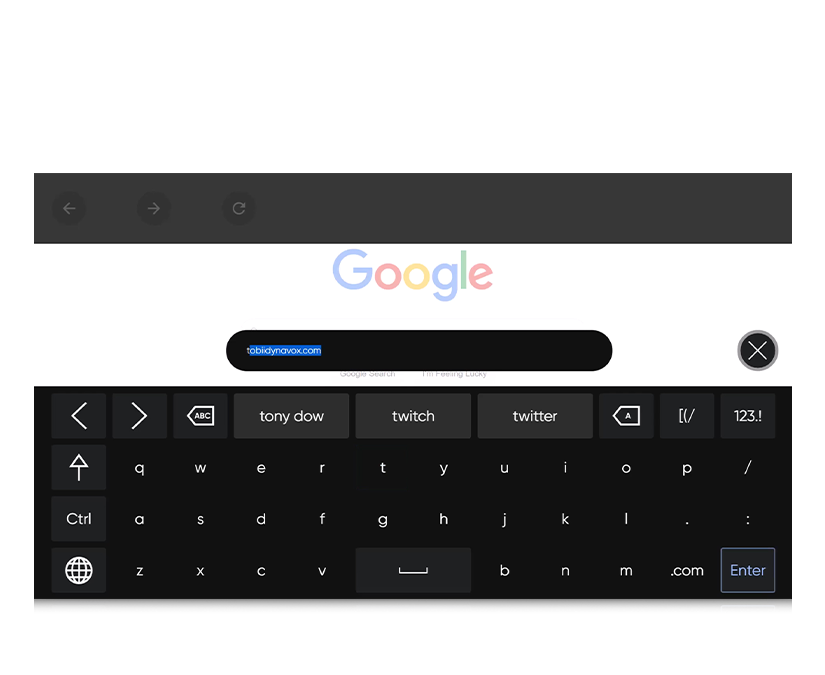 TD Browse von Tobii Dynavox mit Suchfunktion mit Vorschlägen basierend auf Geolokalisierung