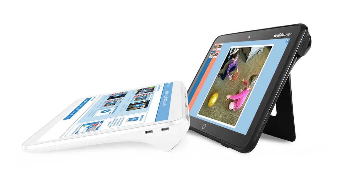 UK-Gerät von Tobii Dynavox mit der Kommunikations-App Snap Scene  