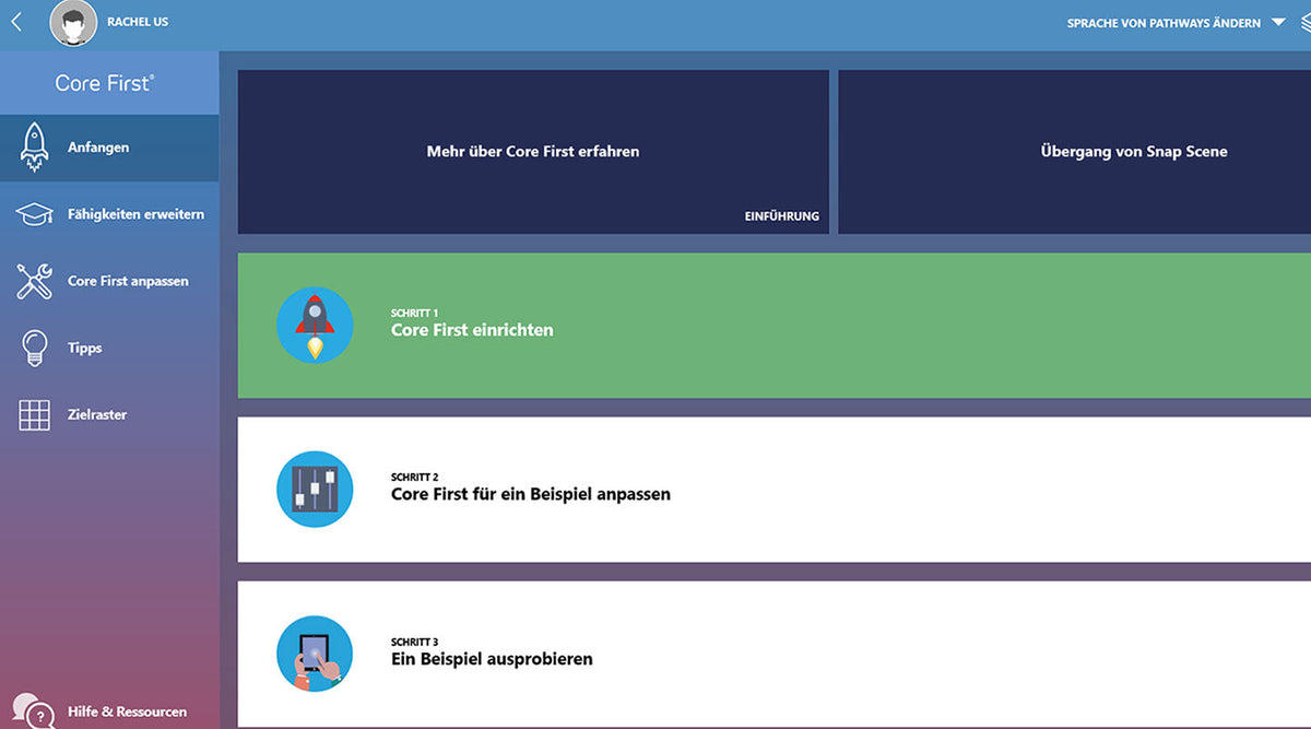 Erste Schritt in Pathways für Core First 