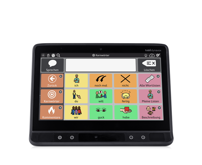 Vorderansicht des Tobii Dynavox TD I-13 AAC-Geräts mit TD Snap